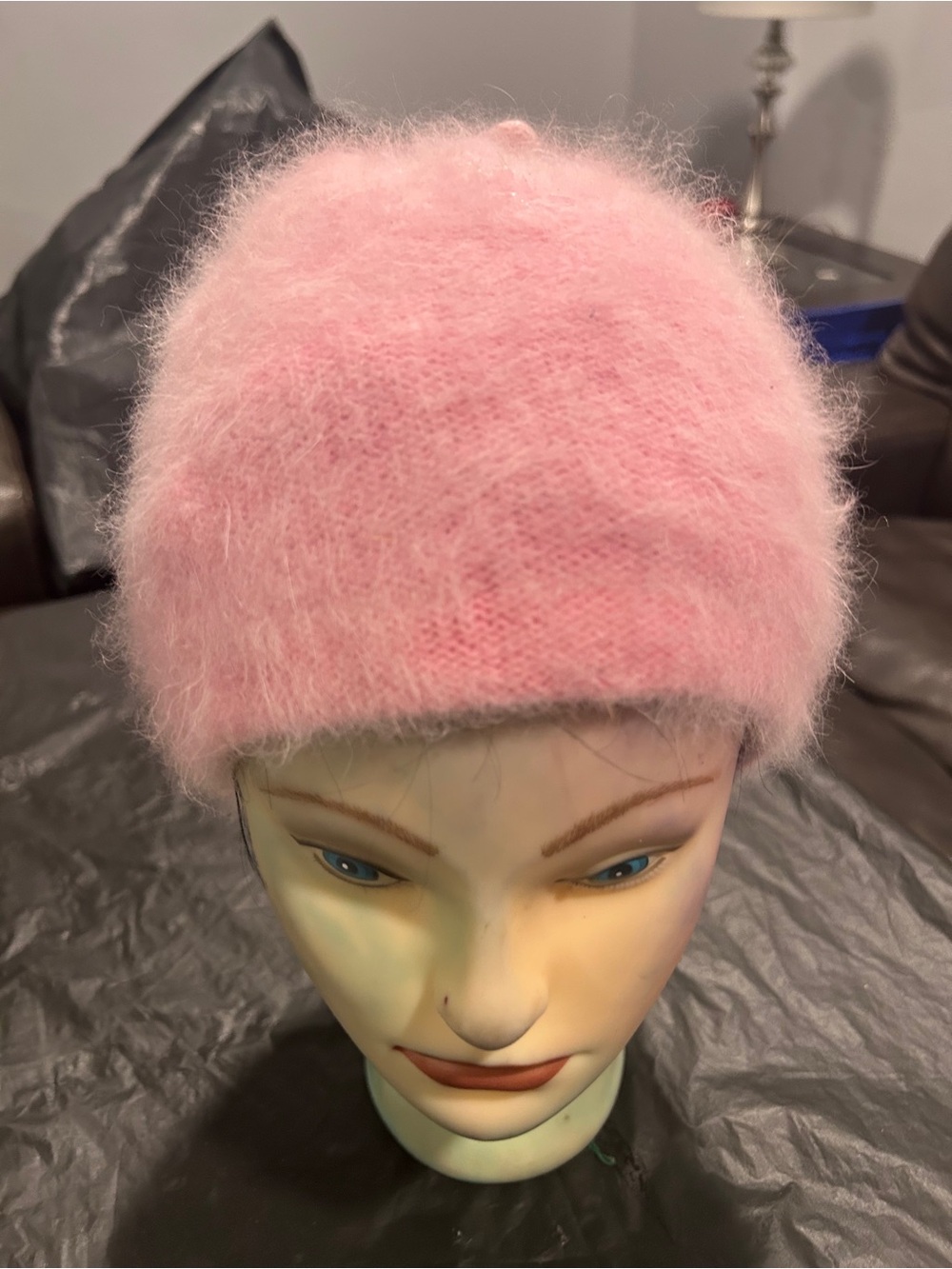 Soft Pink Women's Angora Beanie Hat